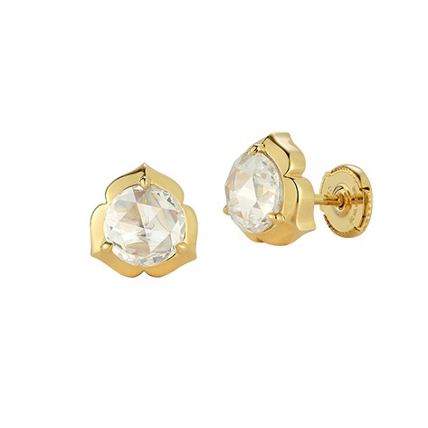 18K Rose Cut Diamond Stud Earrings
